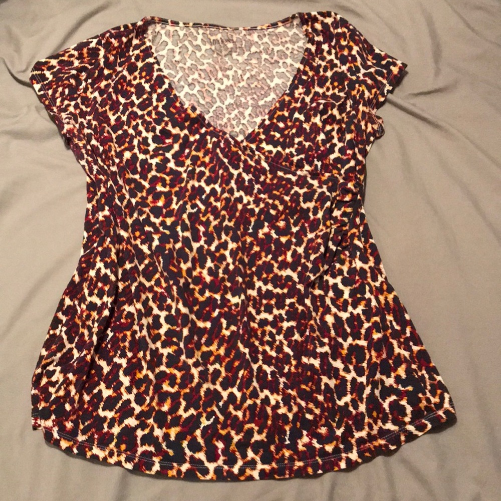 Merona faux wrap leopard print shirt
